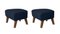 Blue and Smoked Oak Sahco Zero Footstool by Lassen, Set of 2 2