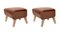 Brown Leather and Natural Oak My Own Chair Footstools by Lassen, Set of 2 2