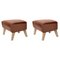 Brown Leather and Natural Oak My Own Chair Footstools by Lassen, Set of 2 1