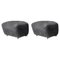 Antrachite Natural Oak Sheepskin the Tired Man Footstools by Lassen, Set of 2 1