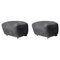 Antrachite Smoked Oak Sheepskin the Tired Man Footstools by Lassen, Set of 2, Image 1