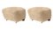 Honey Smoked Oak Sheepskin the Tired Man Footstools by Lassen, Set of 2 2