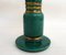 Large Art Deco Vase with Flared Shape Trumpet in Green Earthenware & Gilding by Cab for Ceramique Dart De Bordeaux, 1940s 7