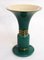 Large Art Deco Vase with Flared Shape Trumpet in Green Earthenware & Gilding by Cab for Ceramique Dart De Bordeaux, 1940s 2