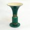 Large Art Deco Vase with Flared Shape Trumpet in Green Earthenware & Gilding by Cab for Ceramique Dart De Bordeaux, 1940s 1