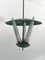 Mid-Century Green Three Opaline Glasses Lantern, Italy, 1950s, Image 2