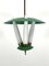 Farol Mid-Century con tres vasos opalinos en verde, Italia, años 50, Imagen 1