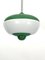 Lámpara colgante Mid-Century de laca verde y vidrio lechoso, Italia, años 50, Imagen 6