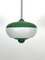 Mid-Century Green Lacquer and Milk Glass Pendant, Italy, 1950s 8