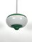 Mid-Century Green Lacquer and Milk Glass Pendant, Italy, 1950s 3