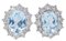 18 Karat White Gold Modern Earrings with Topazs & Diamonds, Set of 2 1