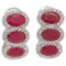 18 Karat White Gold Earrings with Rubies & Diamonds, Set of 2 1