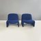 Italian Modern Blue Fabric Alky Lounge Chairs attributed to Piretti for Anonima Castelli, 1970s, Set of 2 3