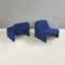 Italian Modern Blue Fabric Alky Lounge Chairs attributed to Piretti for Anonima Castelli, 1970s, Set of 2 2