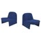 Italian Modern Blue Fabric Alky Lounge Chairs attributed to Piretti for Anonima Castelli, 1970s, Set of 2 1