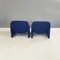 Italian Modern Blue Fabric Alky Lounge Chairs attributed to Piretti for Anonima Castelli, 1970s, Set of 2 5