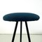 Sgabello tripode Mid-Century moderno in metallo nero e tessuto blu, Italia, anni '50, Immagine 5