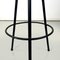 Moderner italienischer Mid-Century Tripod Hocker aus schwarzem Metall & blauem Stoff, 1950er 7