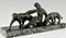 Michel Decoux, Art Deco Sculpture of Woman with Panthers, 1920, Bronze & Marble 10
