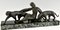 Michel Decoux, Art Deco Sculpture of Woman with Panthers, 1920, Bronze & Marble 2