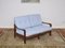 Skandinavisches Blaues Sofa aus Afromosia Holz, 1960er 6