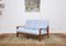 Scandinavian Blue Sofa in Afromosia Wood, 1960s, Image 3
