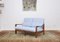 Skandinavisches Blaues Sofa aus Afromosia Holz, 1960er 3