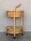 Mid-Century Round Serving Bar Cart in Bamboo & Rattan, Italy, 1960s 4