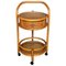 Mid-Century Round Serving Bar Cart in Bamboo & Rattan, Italy, 1960s 1