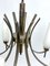 Mid-Century 8 Lights Brass and Opaline Glass Chandelier, Italy, 1950s 5