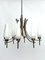 Mid-Century 8 Lights Brass and Opaline Glass Chandelier, Italy, 1950s, Image 10