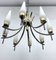 Mid-Century 8 Lights Brass and Opaline Glass Chandelier, Italy, 1950s, Image 8