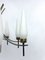 Mid-Century 8 Lights Brass and Opaline Glass Chandelier, Italy, 1950s 2
