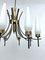 Mid-Century 8 Lights Brass and Opaline Glass Chandelier, Italy, 1950s, Image 3