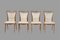 Moderne französische Mid-Century Esszimmerstühle aus Teak mit geschnitzten Messingspiegeln, 4 . Set 12