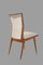 Moderne französische Mid-Century Esszimmerstühle aus Teak mit geschnitzten Messingspiegeln, 4 . Set 8