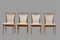 Moderne französische Mid-Century Esszimmerstühle aus Teak mit geschnitzten Messingspiegeln, 4 . Set 9
