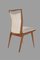 Moderne französische Mid-Century Esszimmerstühle aus Teak mit geschnitzten Messingspiegeln, 4 . Set 4