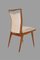 Moderne französische Mid-Century Esszimmerstühle aus Teak mit geschnitzten Messingspiegeln, 4 . Set 2