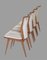 Moderne französische Mid-Century Esszimmerstühle aus Teak mit geschnitzten Messingspiegeln, 4 . Set 11