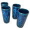 Bicchieri in ceramica blu nello stile di Aldo Londi, Italia, anni '60, set di 4, Immagine 1