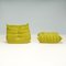 Green Velvet Togo Lounge Chair and Footstool attributed to Michel Ducaroy for Ligne Roset, 1990s, Set of 2 3