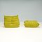 Green Velvet Togo Lounge Chair and Footstool attributed to Michel Ducaroy for Ligne Roset, 1990s, Set of 2, Image 3