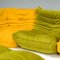 Green Velvet Togo Lounge Chair and Footstool attributed to Michel Ducaroy for Ligne Roset, 1990s, Set of 2 6