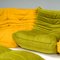 Green Velvet Togo Lounge Chair and Footstool attributed to Michel Ducaroy for Ligne Roset, 1990s, Set of 2, Image 6