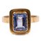 Vintage 14k Yellow Gold Ring with Synthetic Sapphire, 1970s, Image 1
