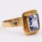 Vintage 14k Yellow Gold Ring with Synthetic Sapphire, 1970s 3