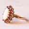 Vintage 9k Yellow Gold Daisy Ring with Opal and Garnets, 1980s 3