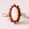 Vintage 9k Yellow Gold Daisy Ring with Opal and Garnets, 1980s 7