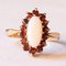 Vintage 9k Yellow Gold Daisy Ring with Opal and Garnets, 1980s 1